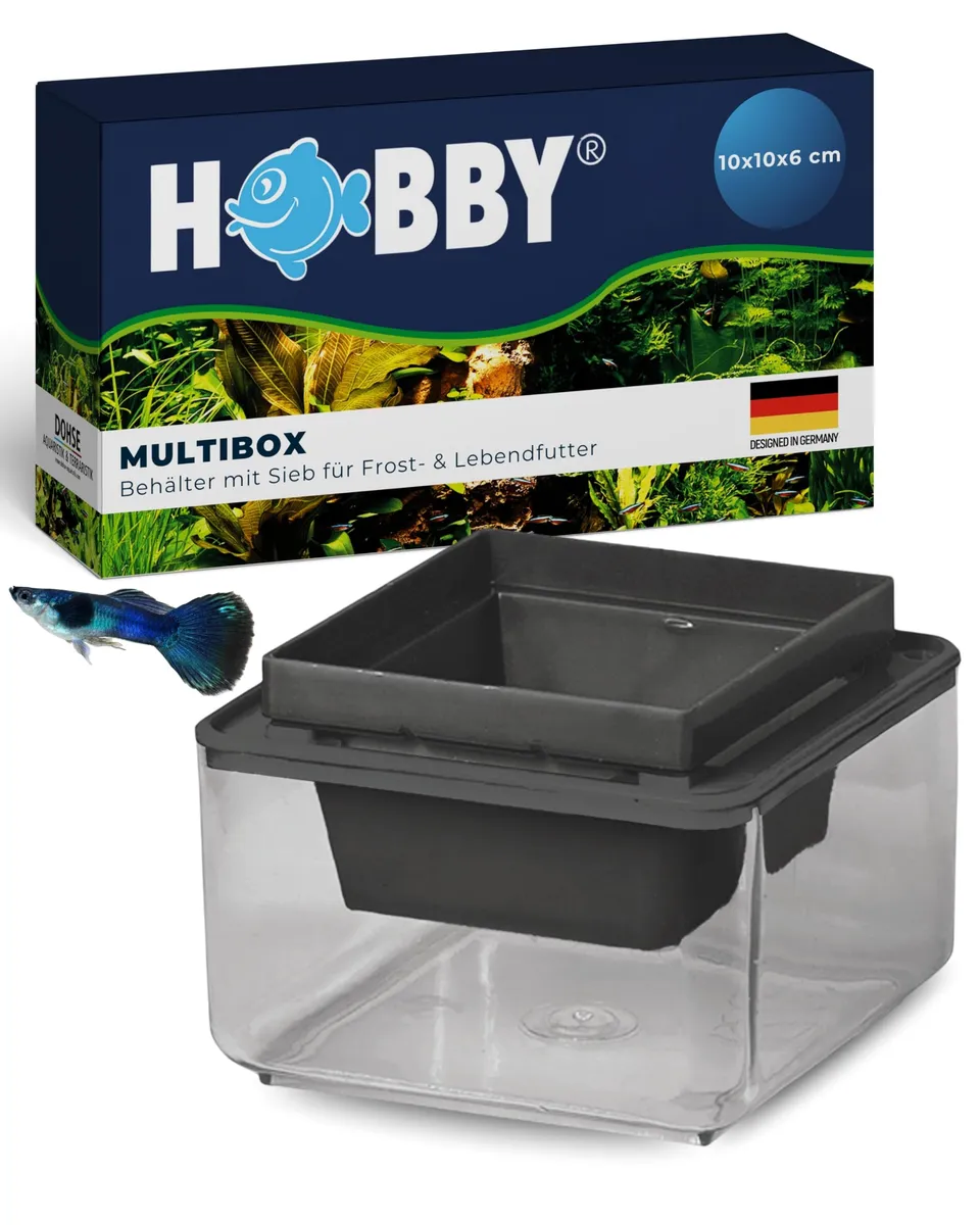 Hobby Multibox I Futterbehälter 10x10x6 cm mit Sieb