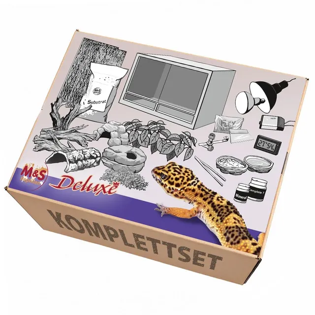 M&S Reptilien Leopardgecko Komplettset Deluxe 100x50x50 Holzterrarium