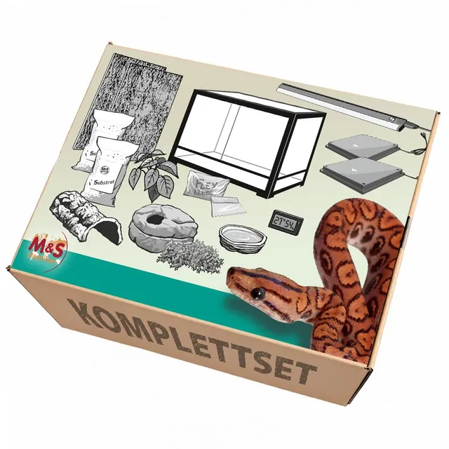 M&S Reptilien Komplettset Pythons Glas-Terrarium 120x45x60