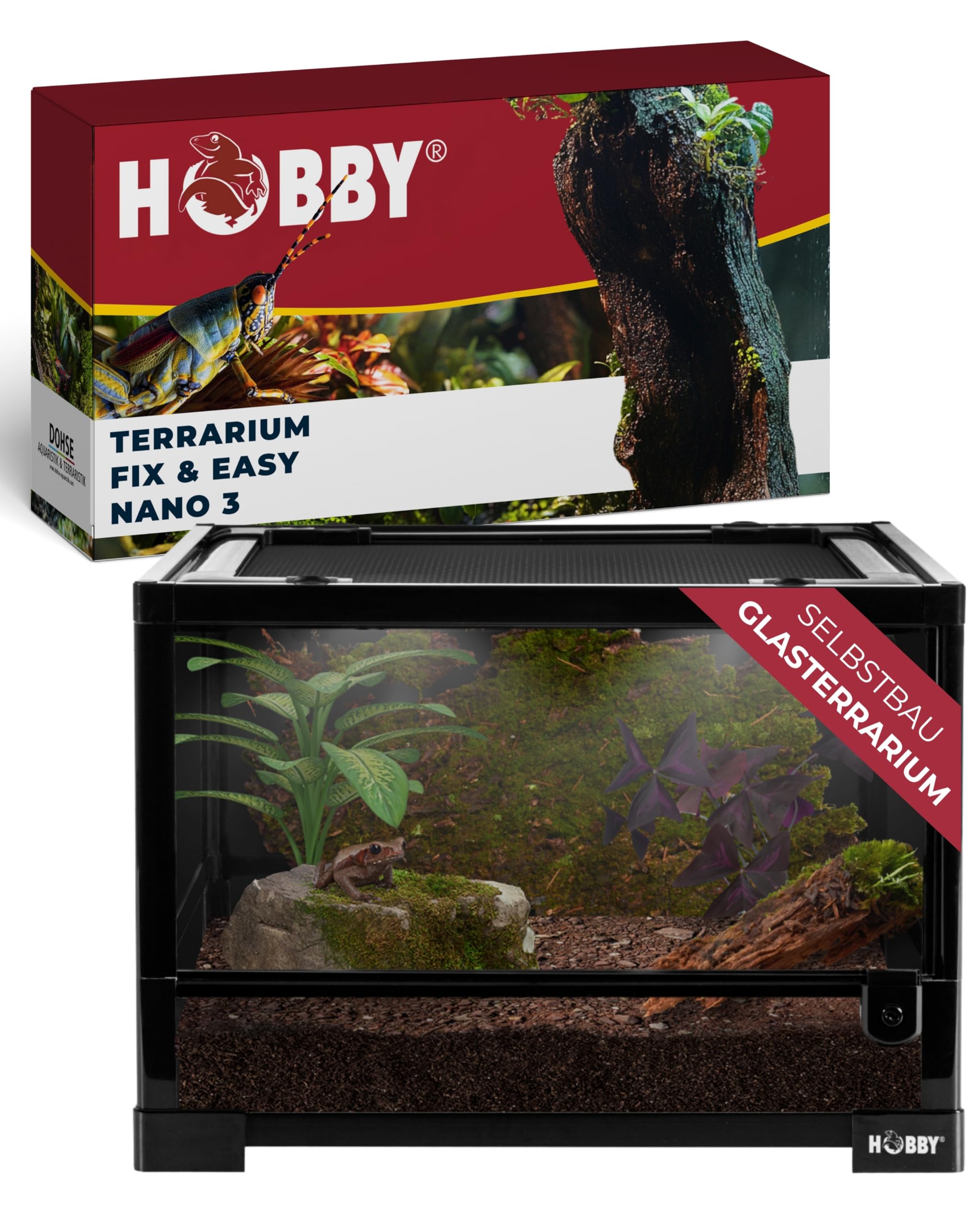 Hobby Fix und Easy Nano 1 Terrarium Schwarz wasserdicht