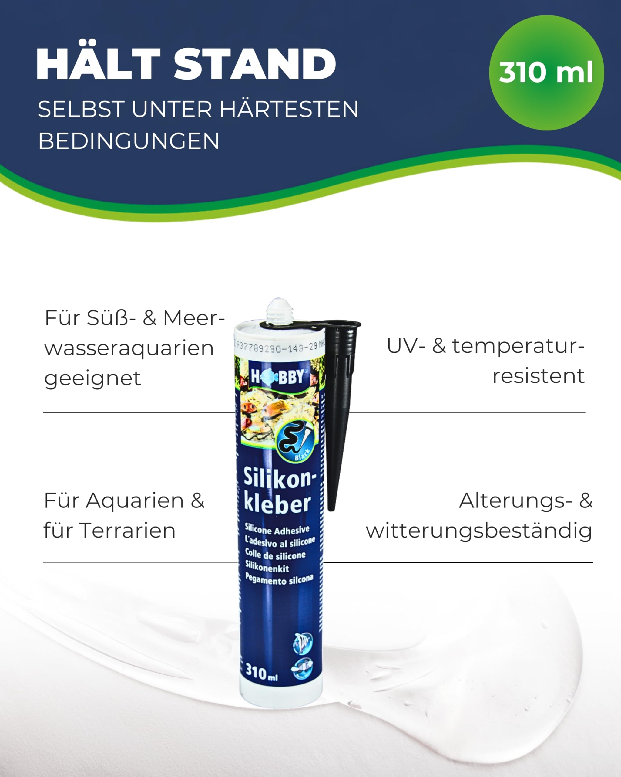 Hobby Aquaristik Silikonkleber Aquarium-Silikon 310 ml schwarz