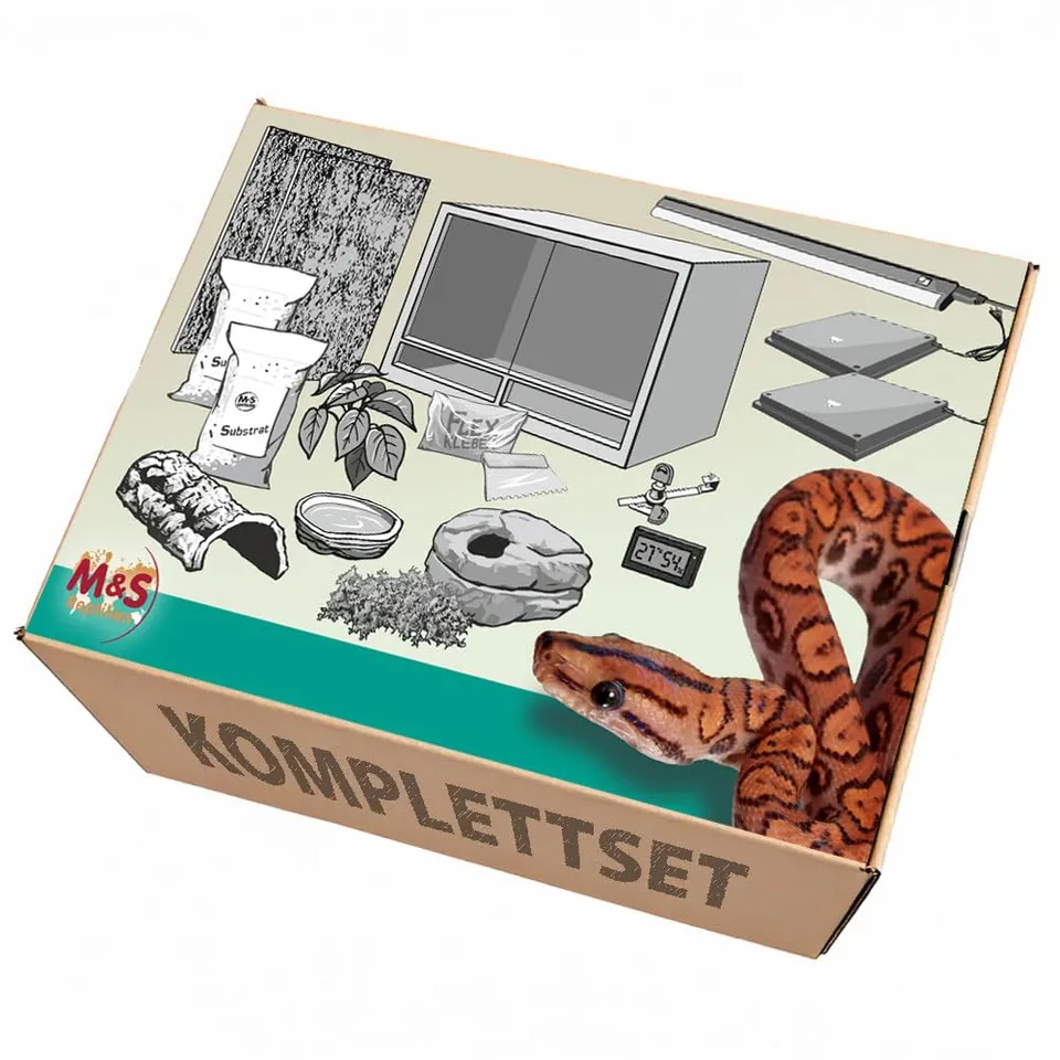 M&S Reptilien Komplettset Pythons Holz-Terrarium 120 cm